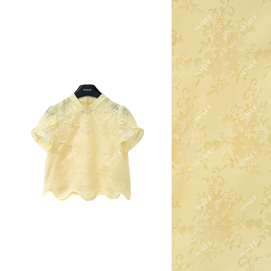 【国色天香】新中式国风夏季新款重工印花刺绣白色短袖上衣LY-G8377