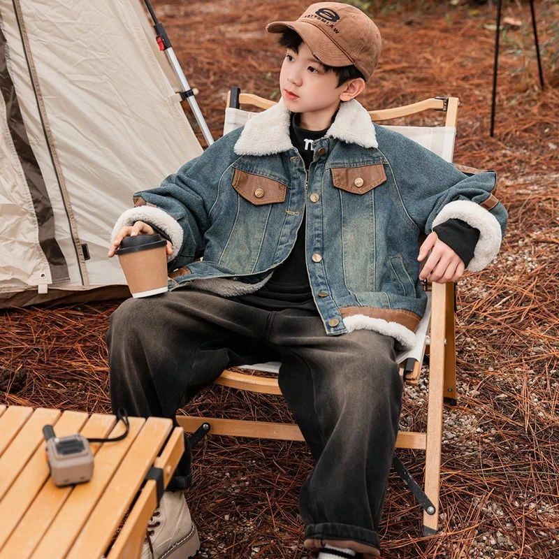 新款冬季加绒加厚中大童牛仔外套 QQCT2322