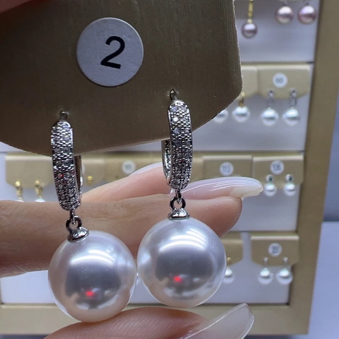 淡水珍珠耳饰银S925镶嵌