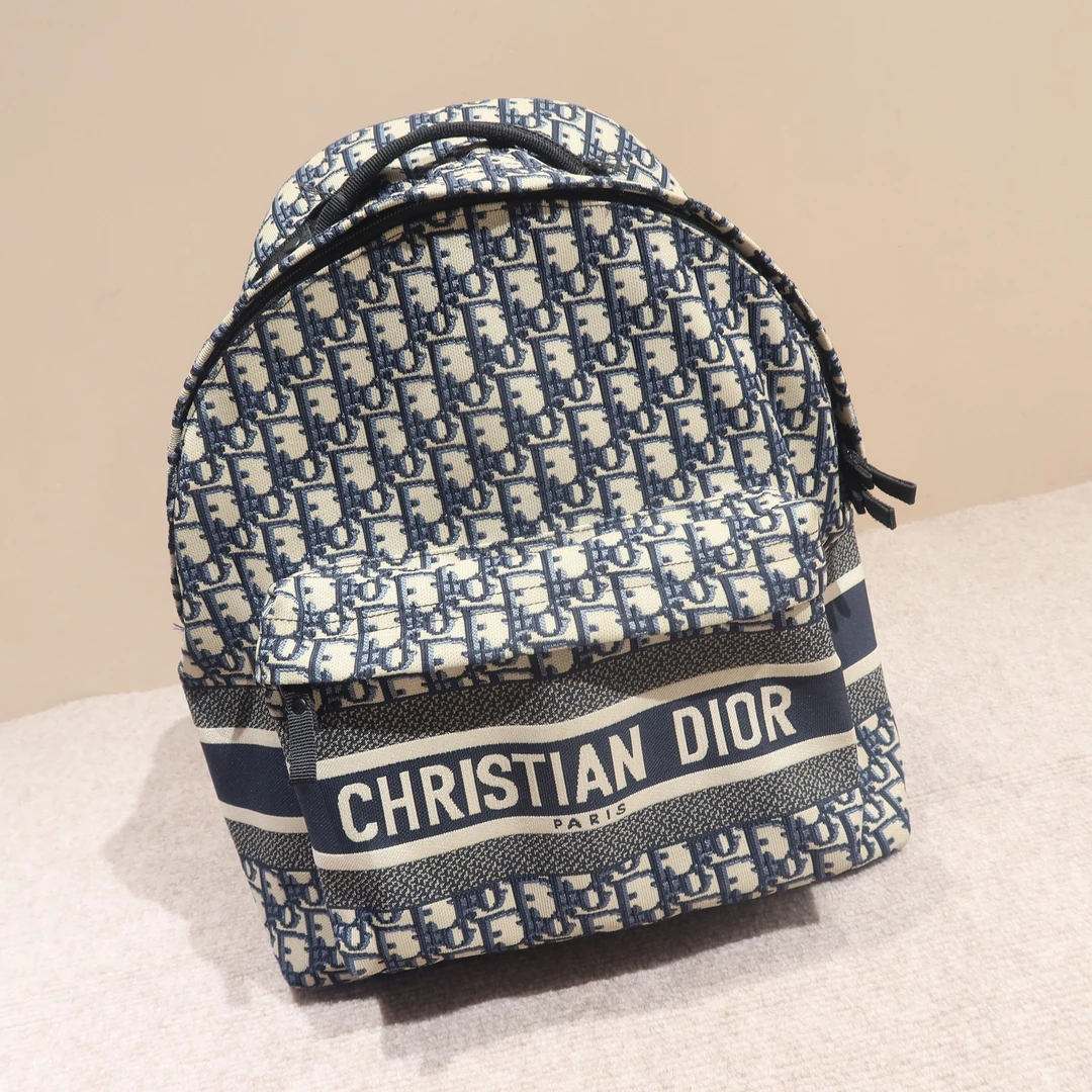 99新 DIOR/迪奥 老花帆布中号双肩包
