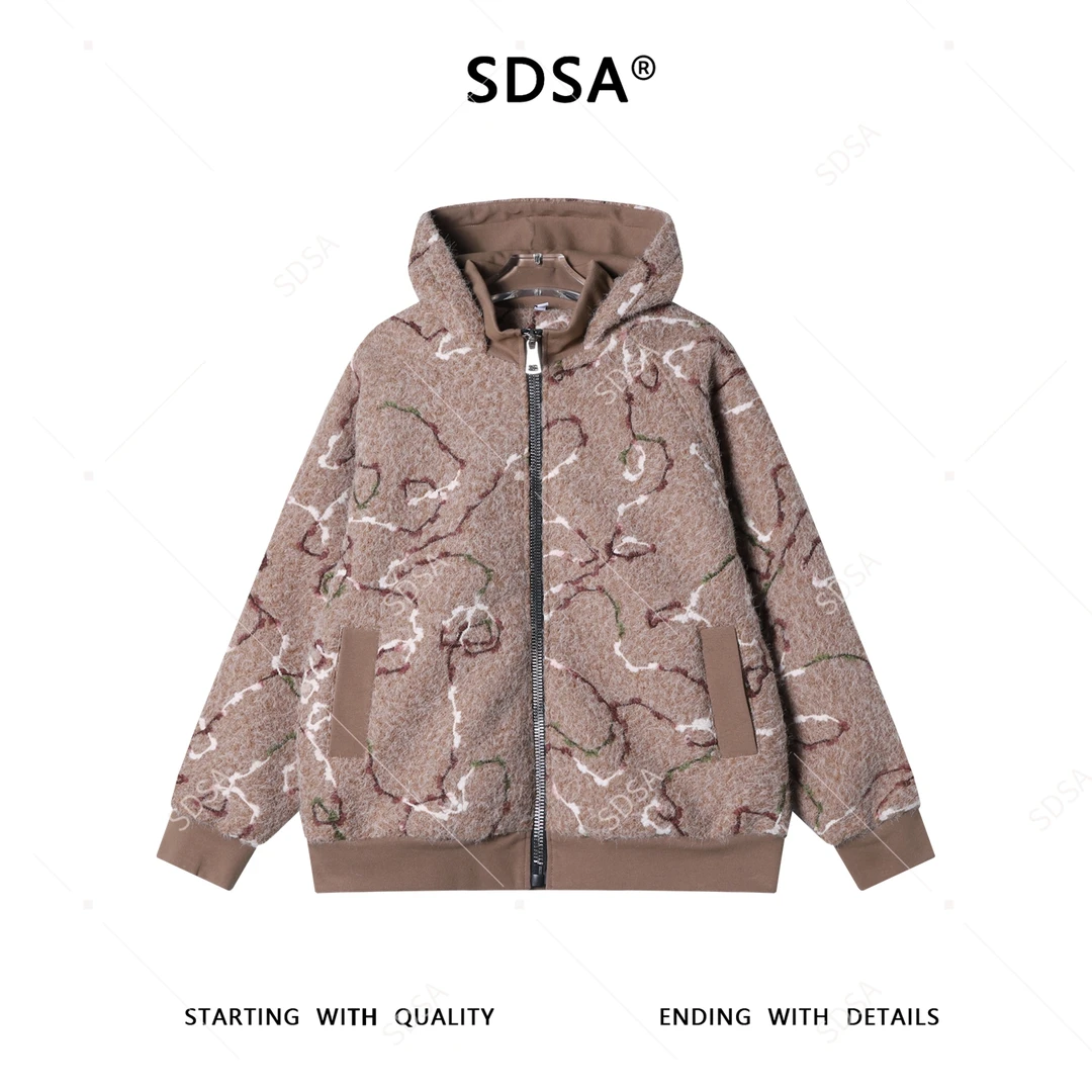 SDSA男士秋冬新款痞帅男装潮牌高级感撞色拉链立领连帽卫衣百搭