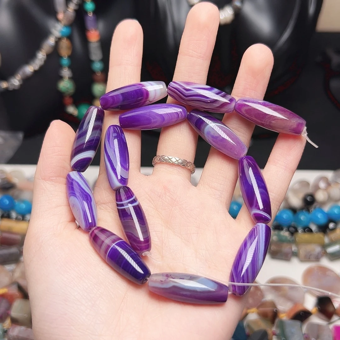 玛瑙/玉髓合金珠宝半成品x25。缠丝玛瑙椭圆一条10mm