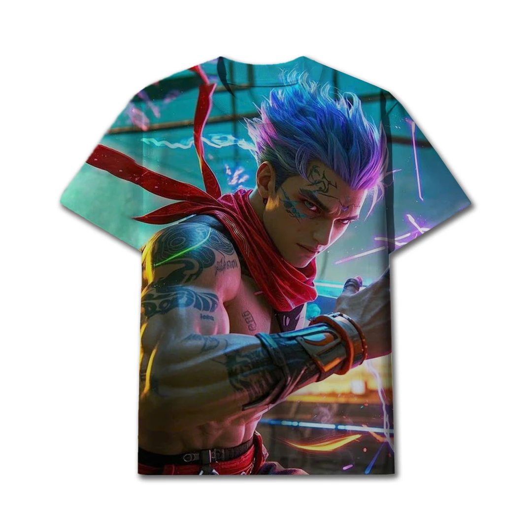 2025夏季新款、赛博朋克风、休闲、潮流、卡通、动漫、学生3D印花男T女T