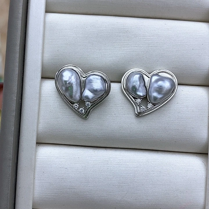 银S925镶嵌海水珍珠耳饰