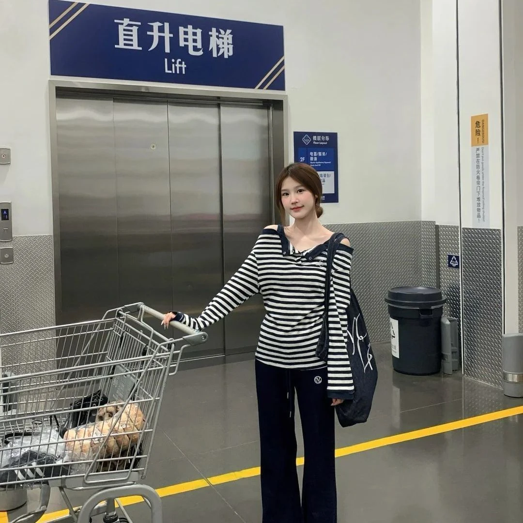 太爱啦!!【纯欲一字肩】韩系温柔风长袖t恤女INS超火早夏显瘦上衣