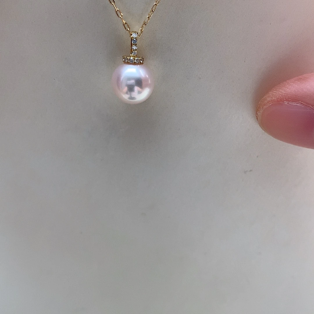 吊坠(赠链)海水珍珠18K金镶嵌8-8.5mm ak 奶嘴