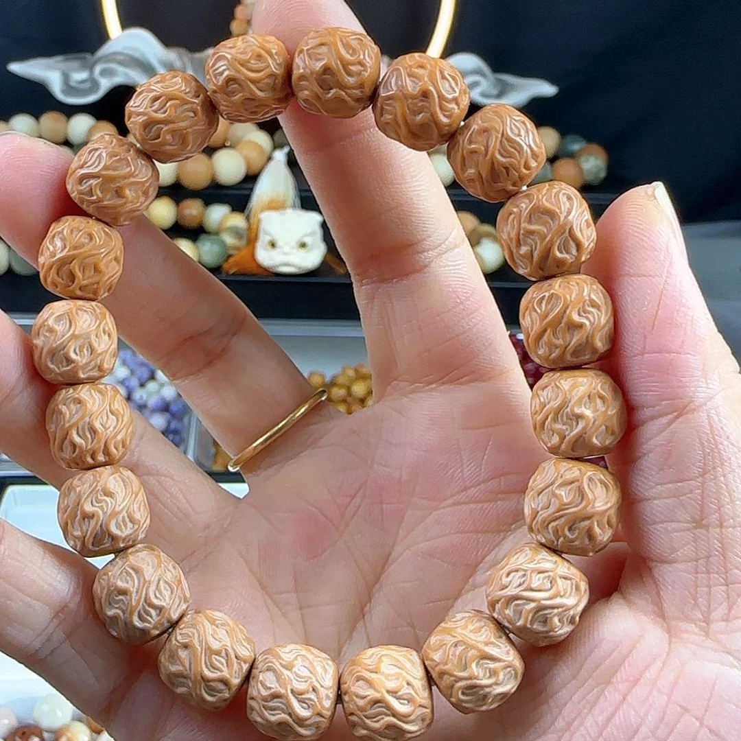 菩提根/象牙果吊坠微瑕疵猴头龙须手串1串