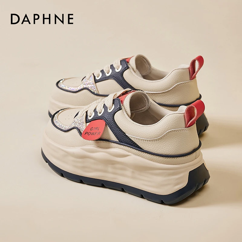 达芙妮松糕厚底鞋子新款2025爆款女鞋运动休闲板鞋春季百搭小白鞋