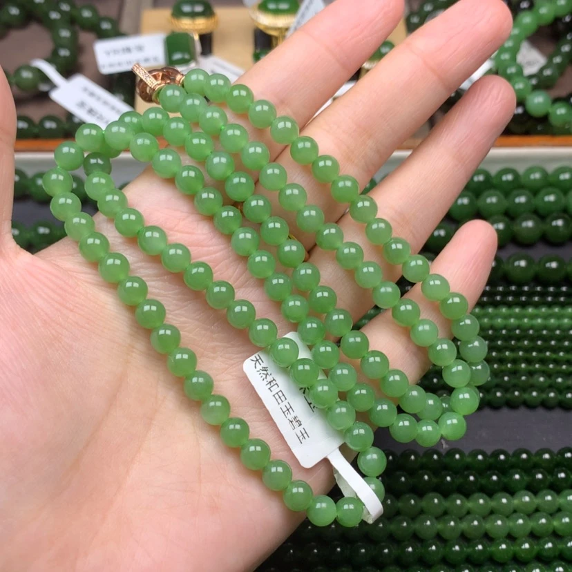 【闪购商品】和田玉（碧玉）未镶嵌颈饰亚*6mm