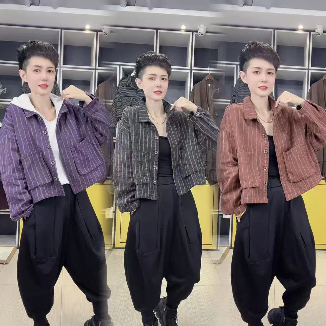 羽481-秋款双纱棉个性大兜短外套