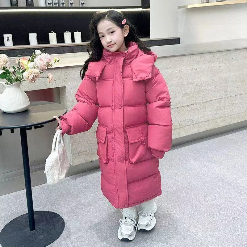 女童加厚棉衣2025新款洋气冬季棉袄中大童过膝中长款外套儿童冬装