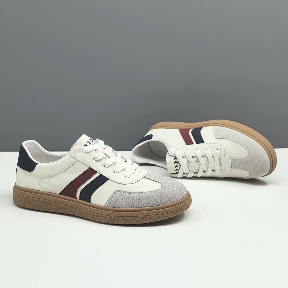 潮牌男鞋高端个性真皮板鞋百搭透气鞋子男款防臭头层牛皮休闲鞋男