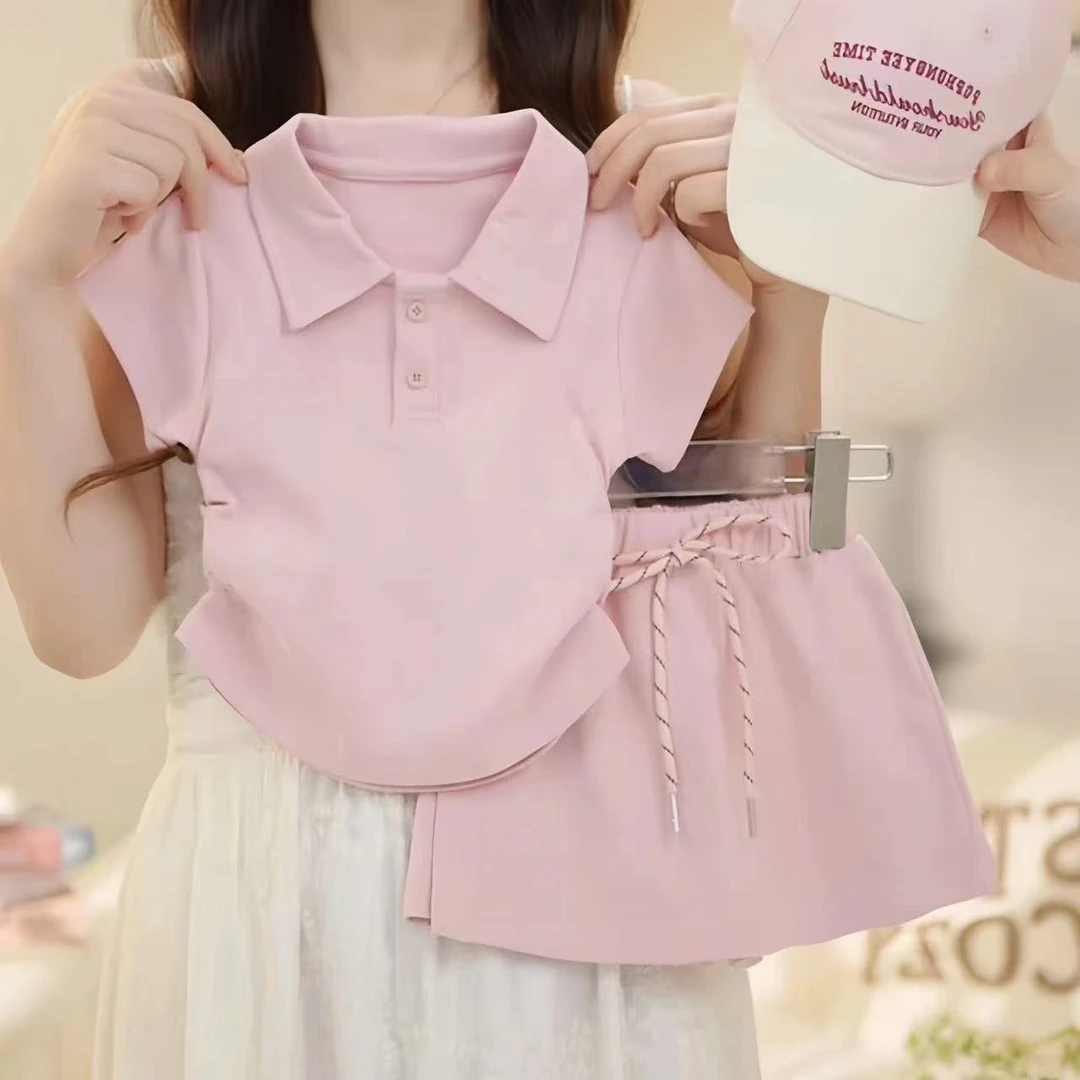 女童夏季套装2025新款洋气儿童宝宝POLO短袖短裤两件套女宝宝夏装