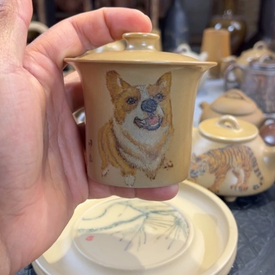 建水紫陶多道泥绘盖碗福利