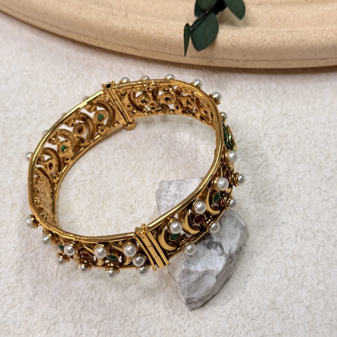 铜合金仿珍珠手镯 【六六中古】孤品复古手镯th5749内径62.6