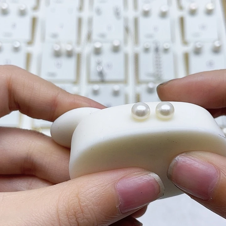 淡水珍珠耳饰银S925镶嵌晨*妈