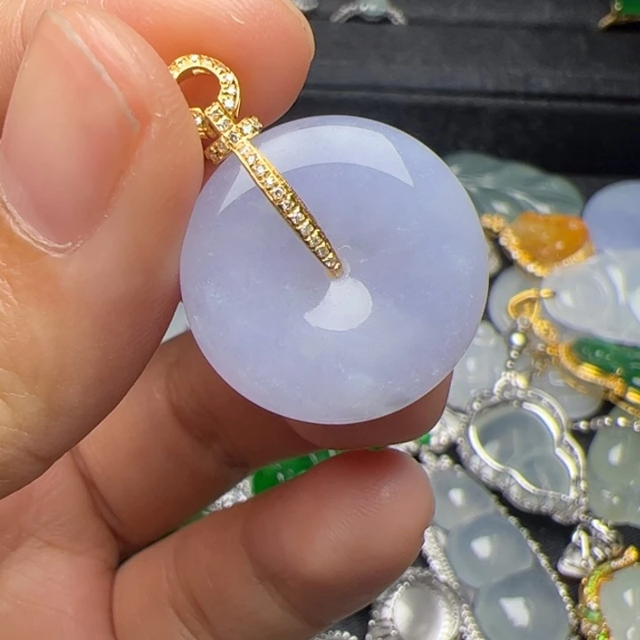 翡翠18K金镶嵌吊坠(不含链)