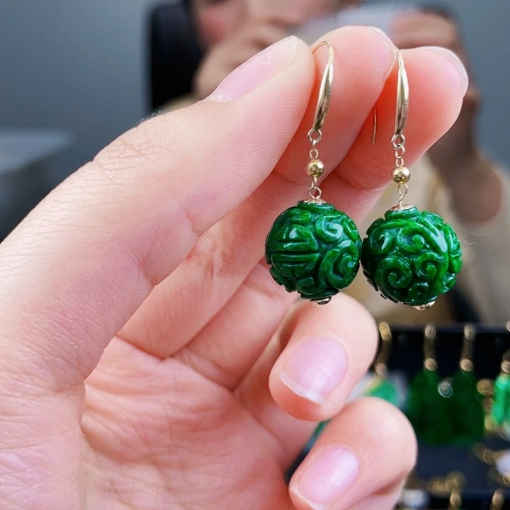 翡翠耳饰18K金镶嵌饰品