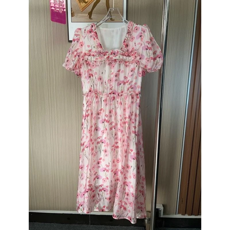 1502品牌撤柜女装剪标时尚收腰显瘦气质碎花连衣裙