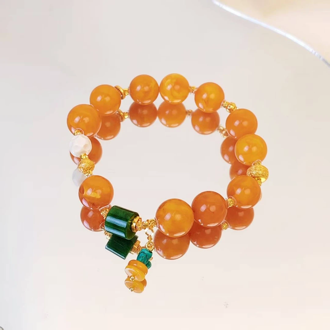 【稻花香】猛犸无相 鸡油红12mm+设计手串（微平头、多样性随机发一）