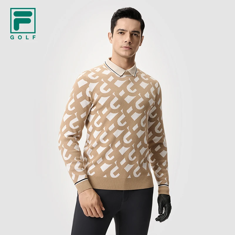 Fila/斐乐男款【印花高尔夫编织线衫】春季新款运动上衣A11M515402F