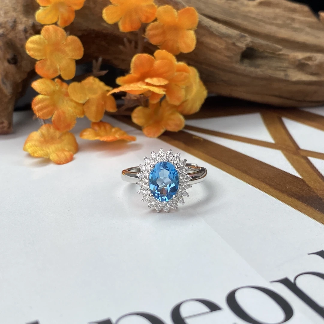 【小北好物】s925银托帕石戒指约6*8mm【多样性发一件】-17QH161X259