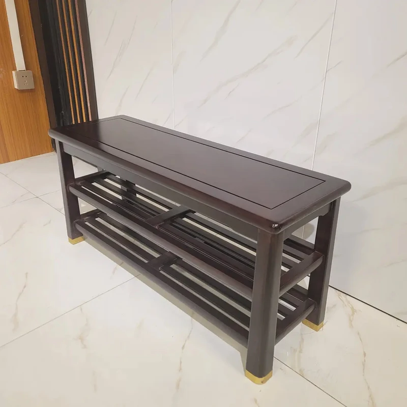 黑檀木换鞋架新中式