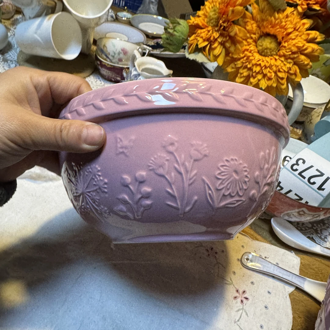 粉色20厘米陶瓷烘焙碗微瑕