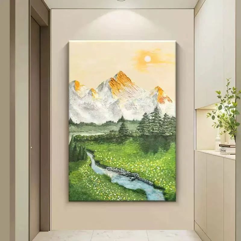 《山河同辉》强肌理感装饰画玄关餐厅床头高端客厅走廊