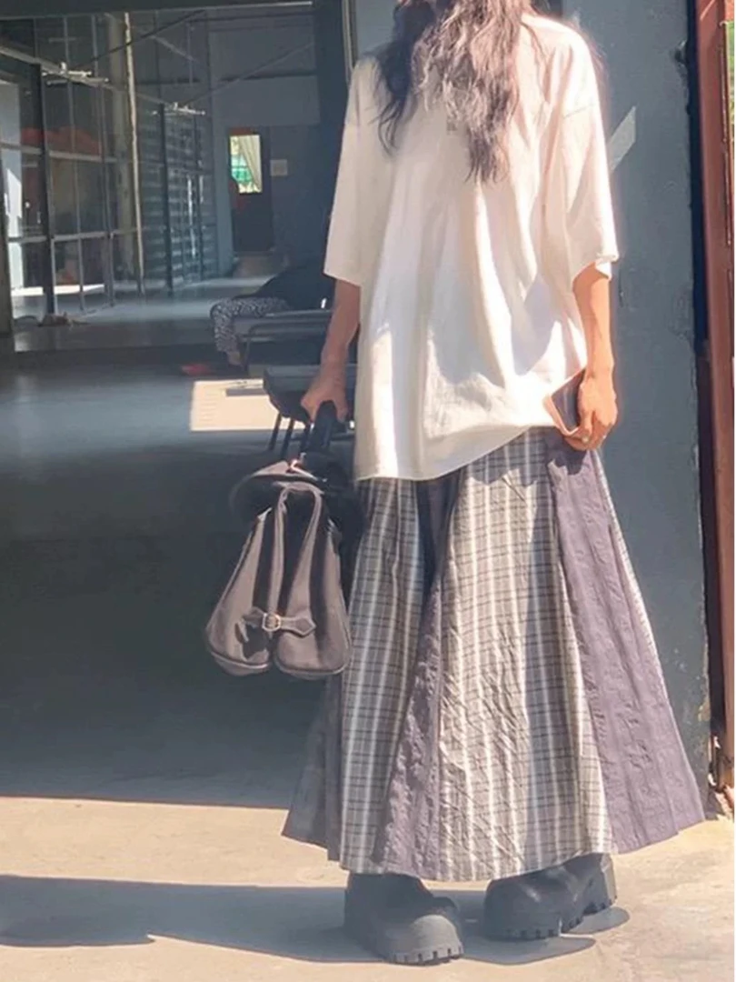 【格雷系格纹裙】韩国单！2025早春撞色格纹长款半身裙