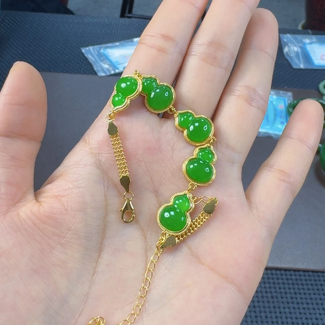 银S925镶嵌手链和田玉（碧玉）