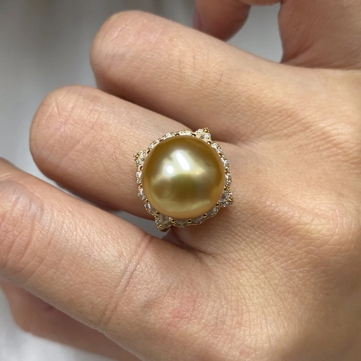 银S925镶嵌戒圈海水珍珠，不退换，链接15