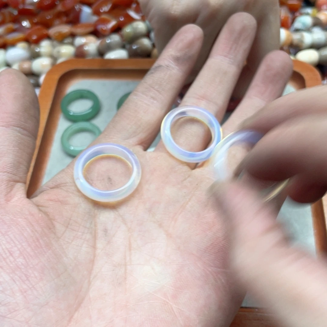 玛瑙/玉髓合金珠宝半成品2个18mm蛋白石跑环
