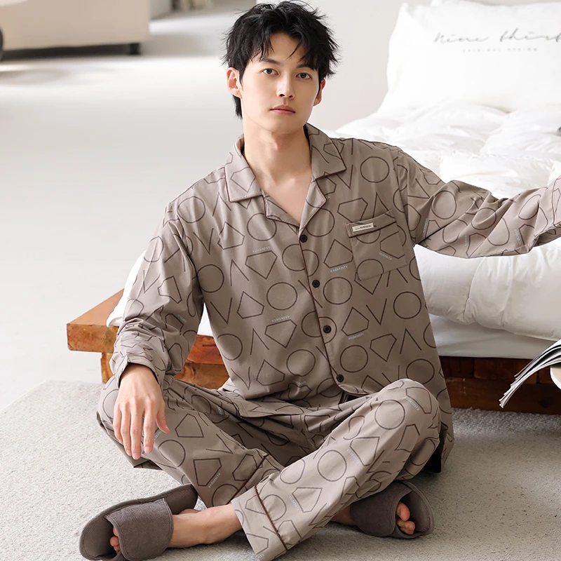 2025纯棉睡衣男春秋季2024新款开衫长袖休闲宽松全棉可外穿家居服