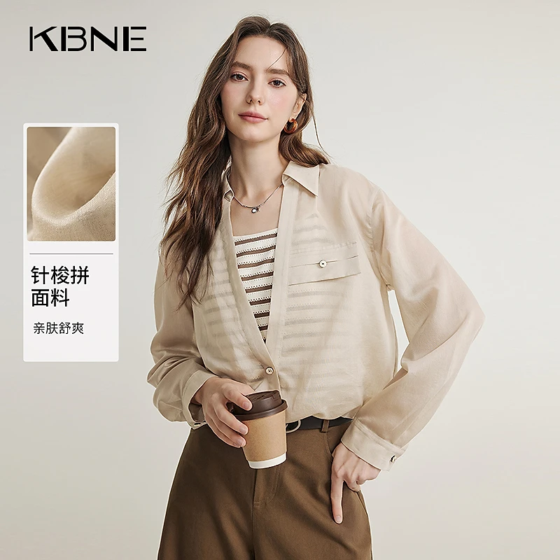 KBNE衬衫女2025新款爆款洋气假两件衬衣上班族通勤风女装高级感