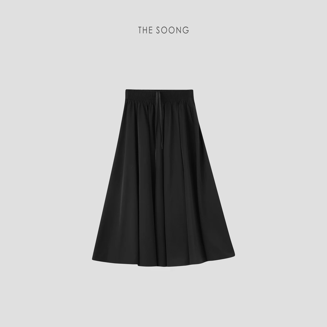 THESOONG|"清凉油"经典轻薄抗皱免熨烫松弛感松紧腰半身裙WQZ6523