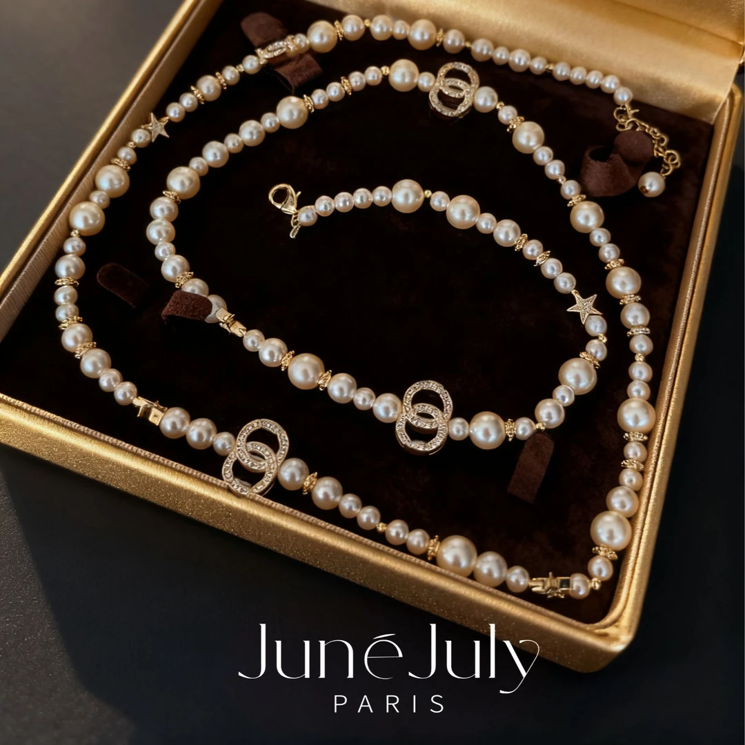 JuneJuly 珠珠毛衣链多字母叠戴