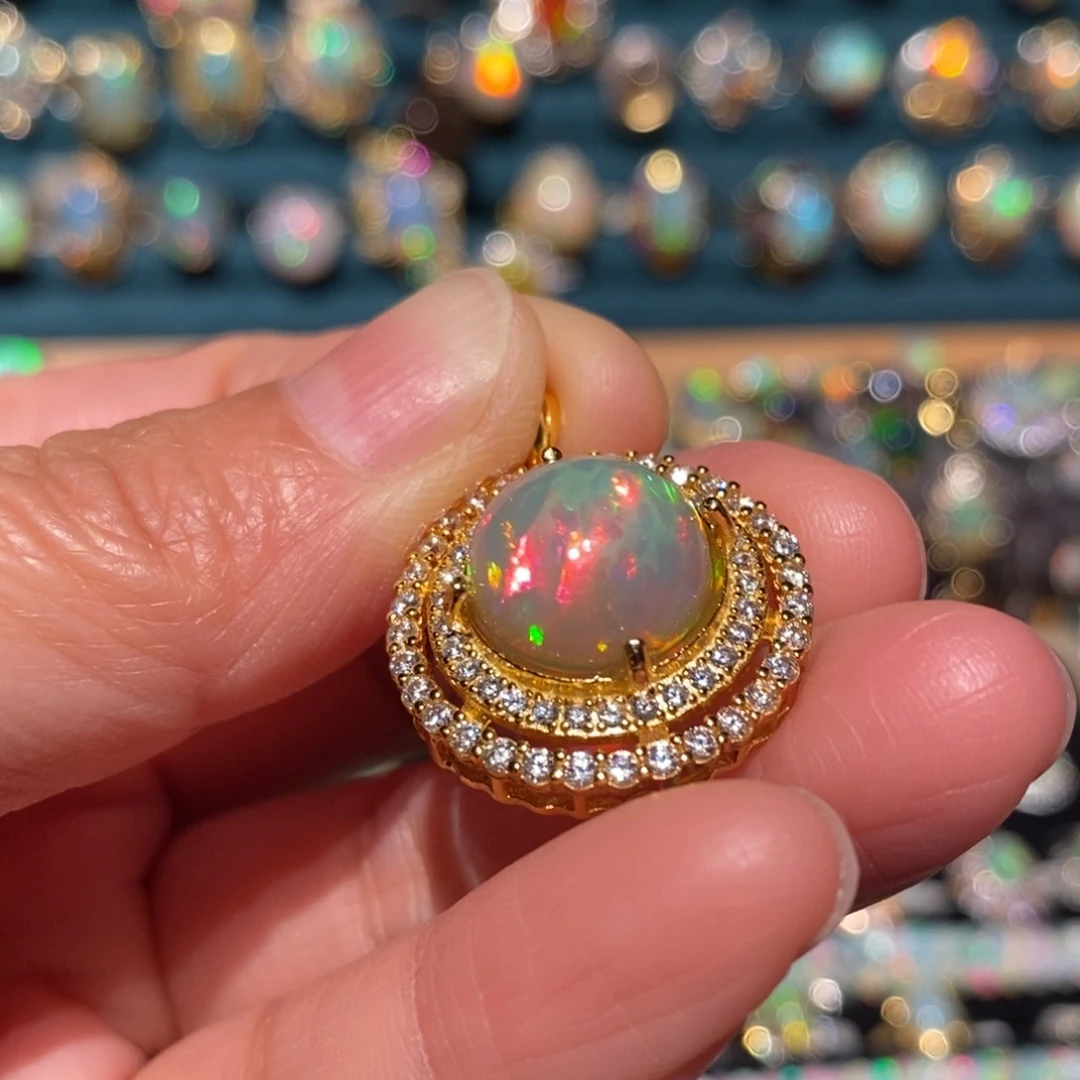 欧泊银S925镶嵌吊坠