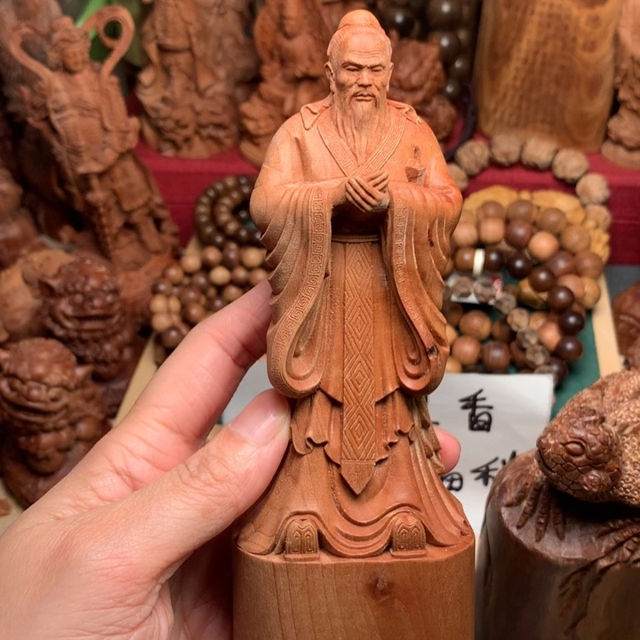 檀香木把件老山檀孔子瑕疵