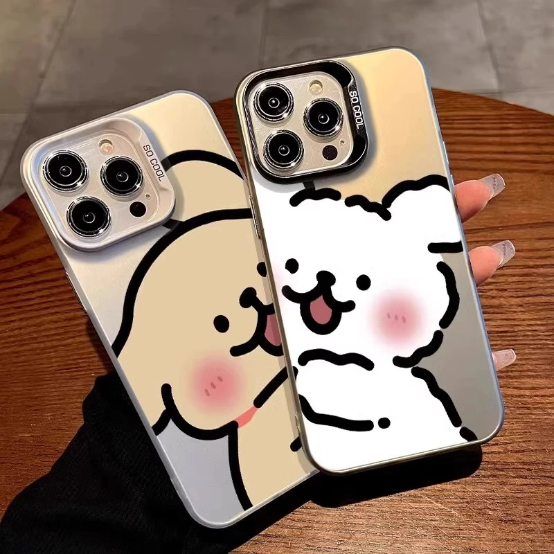 小白小黄适用17Air苹果16promax手机壳iphone15情侣14pro彩银13