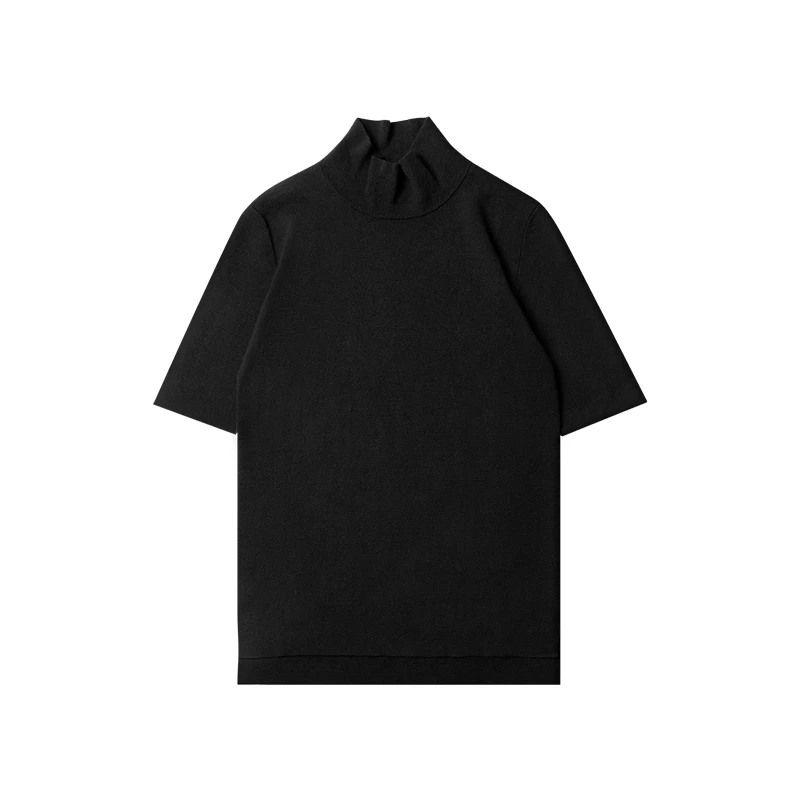 无缝一体中袖美丽诺咩咩毛衫