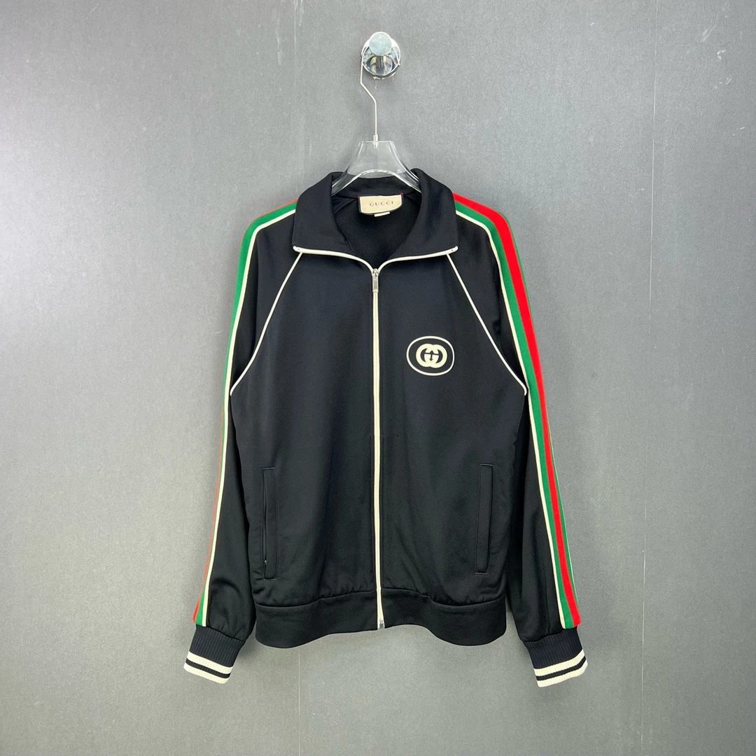 95新 GUCCI/古驰 S码/立领口袋拉链三色印花双Glogo/10172490