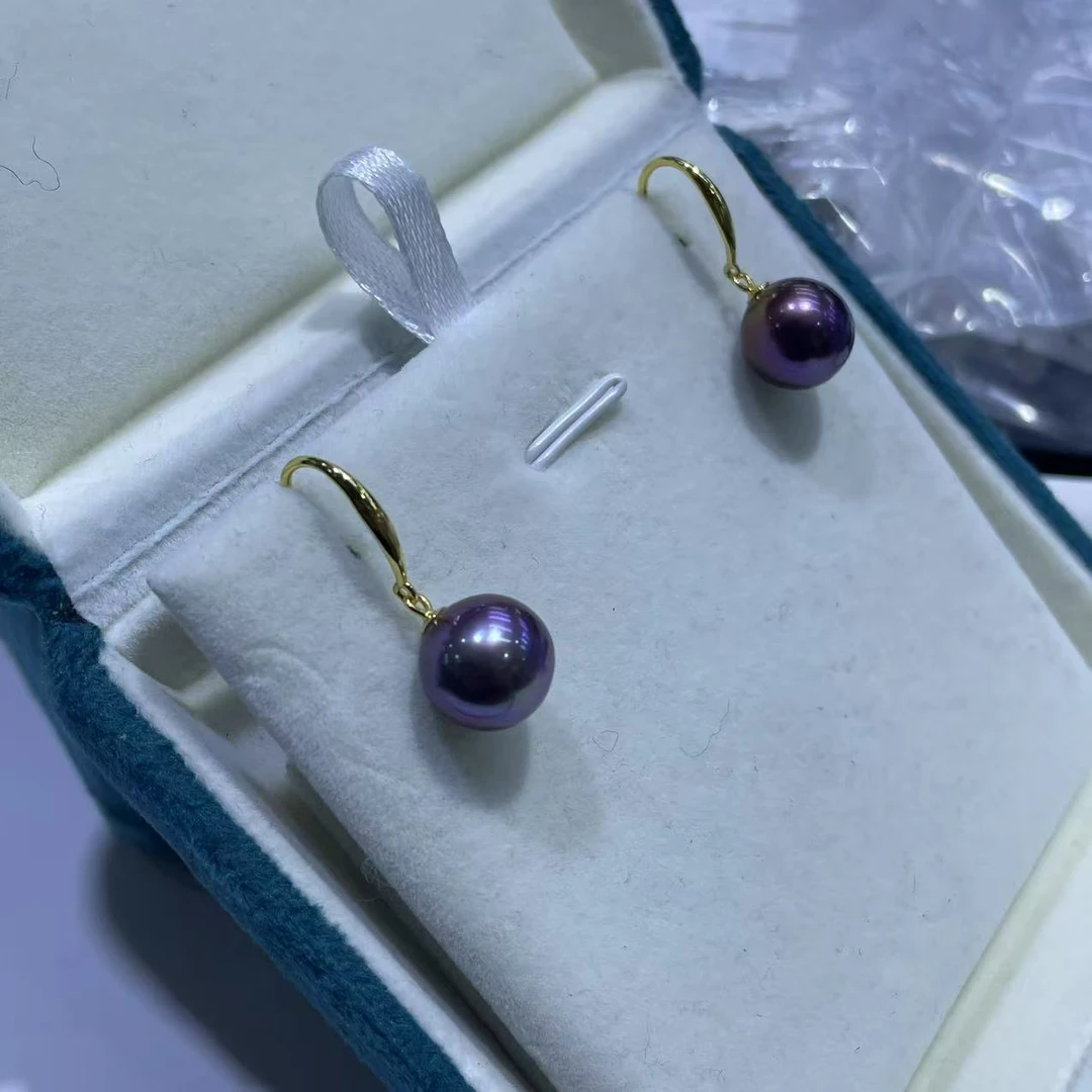 【2-19】淡水珍珠耳钉925银镶嵌10-11mm ED2146