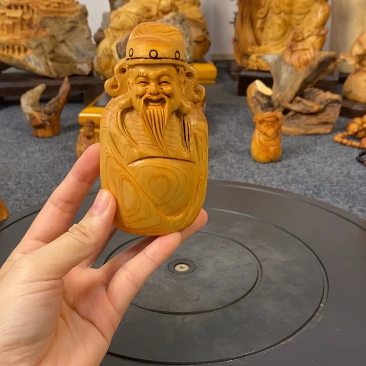 柏木（崖柏）松*崖柏财神爷手把件小摆件
