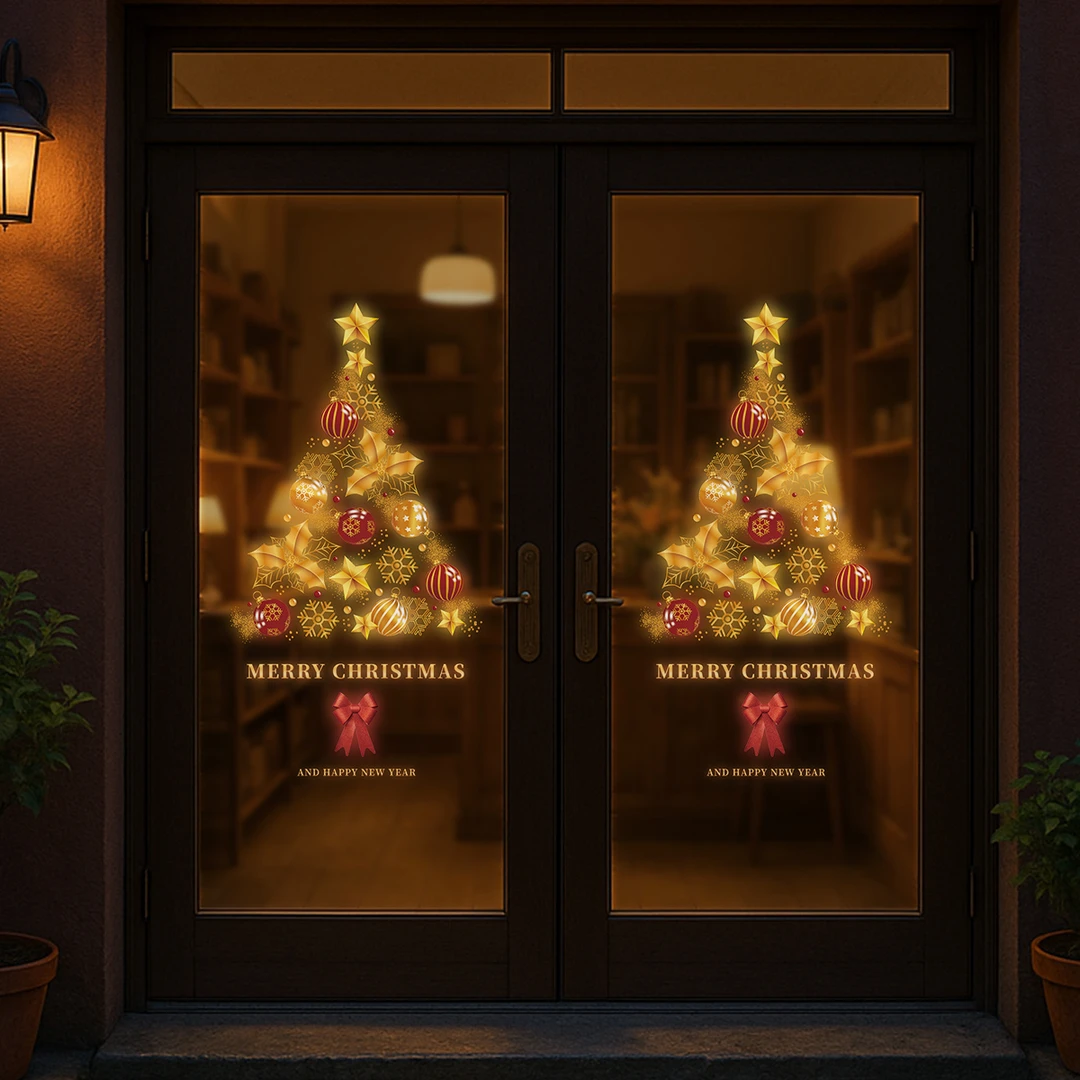 2026圣诞节装饰品布置圣诞树窗贴静电玻璃橱窗门贴商场贴纸窗花