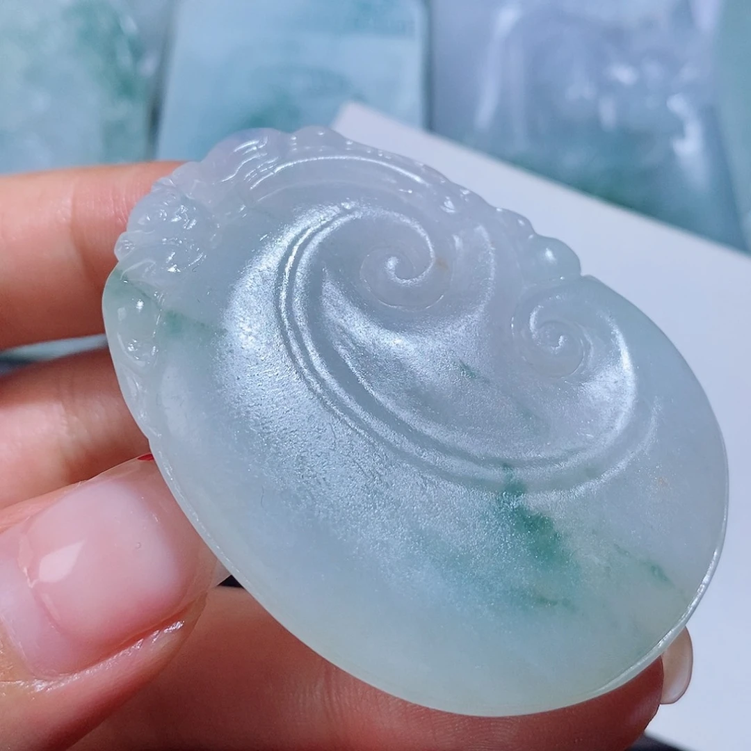 定制翡翠未镶嵌毛货付款后确认抛光