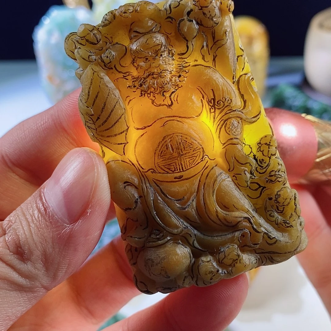 定制翡翠未镶嵌缅甸天然翡翠满黄钟馗