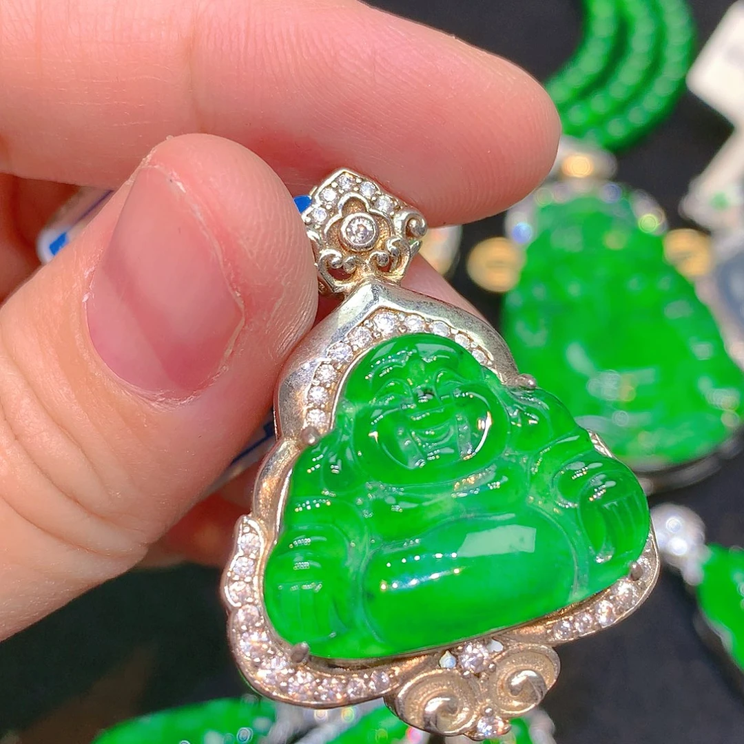 吊坠(不含链)银S925镶嵌翡翠翡翠