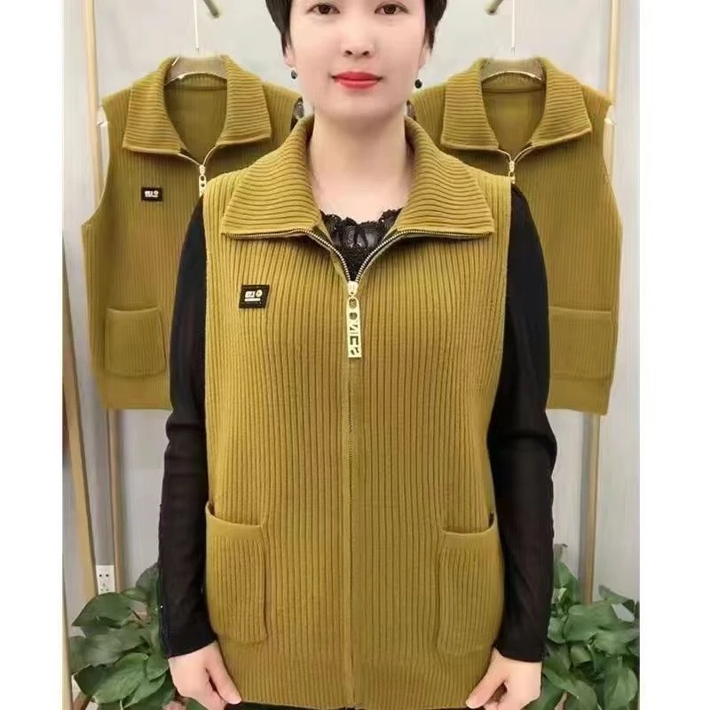 马甲宽松型立领中长裙中老年女装马甲秋冬秋季休闲气质春秋显瘦