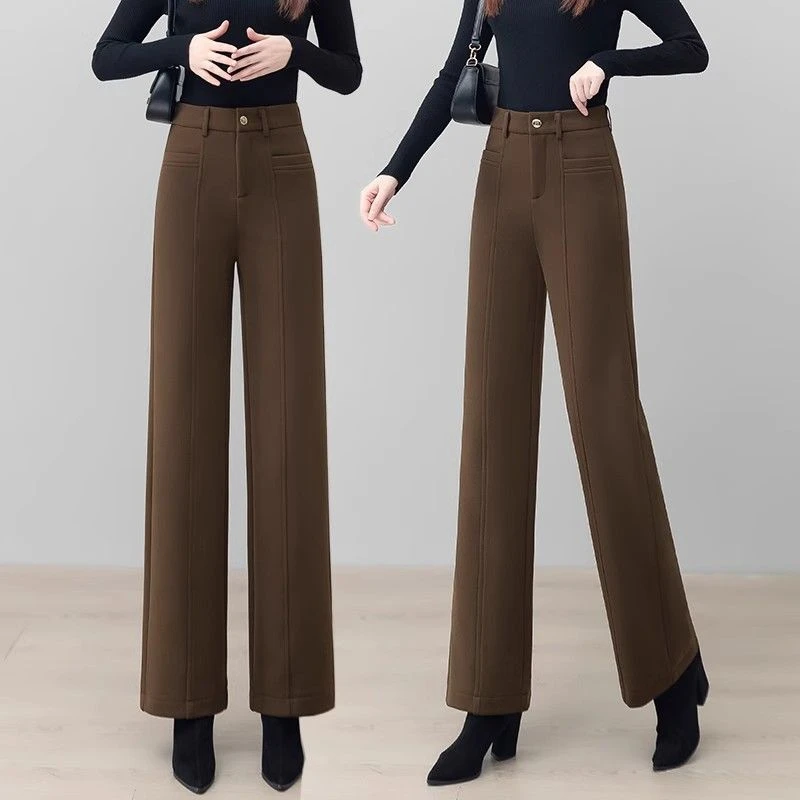 加厚毛呢裤女秋冬2025新款高腰今年流行爆款直筒梧桐裤休闲阔腿裤